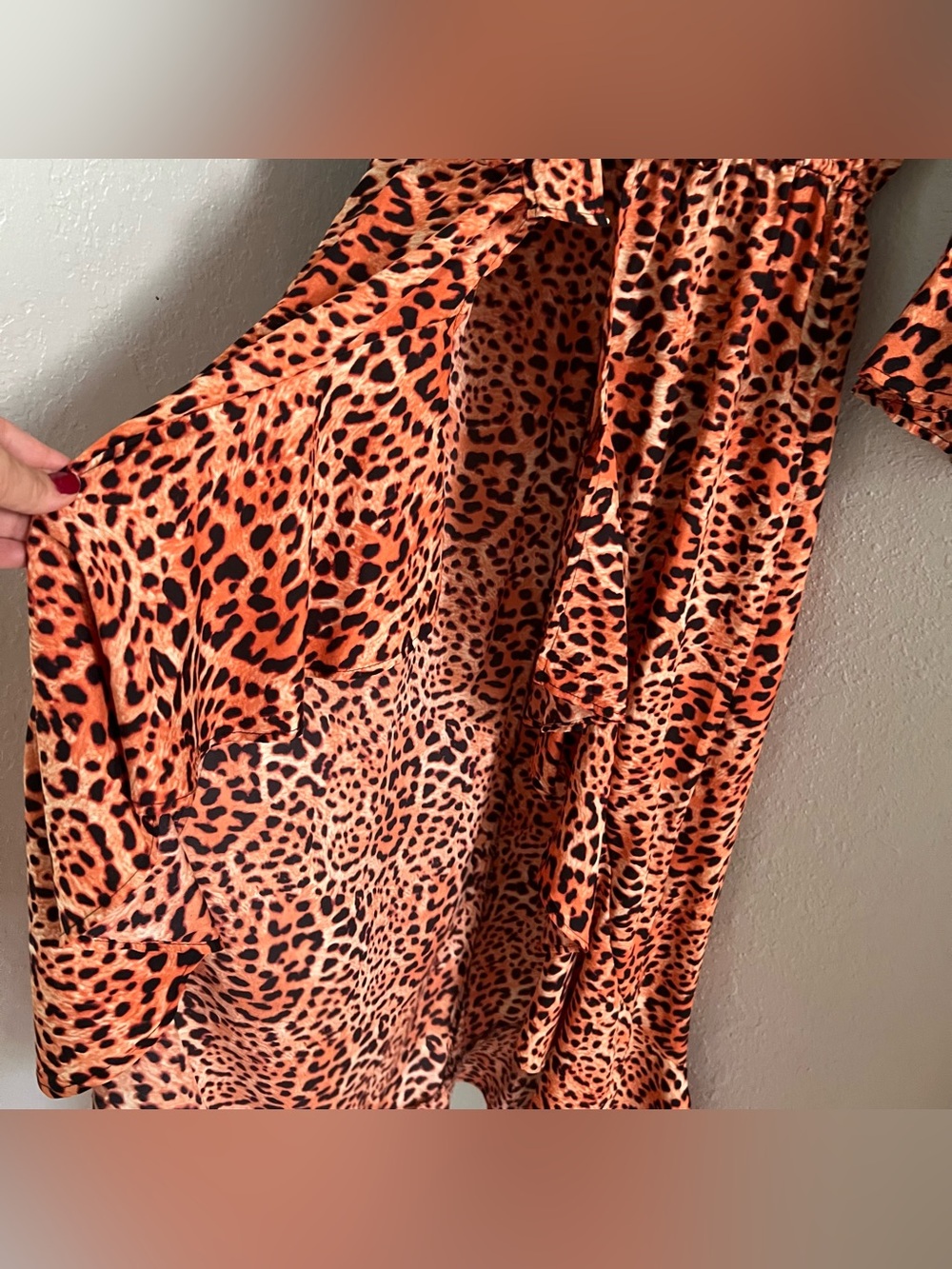 American & Beyond Leopard Print Maxi Dress Boho Chic Resortwear Cover Up Sz M - Picture 8 of 10